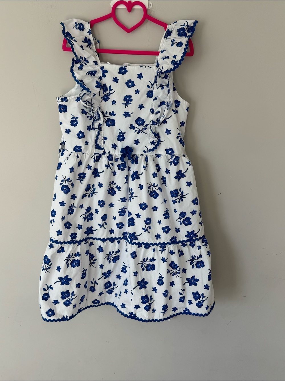 Blueberi Boulevard White Dress with Blue Floral Embroidery